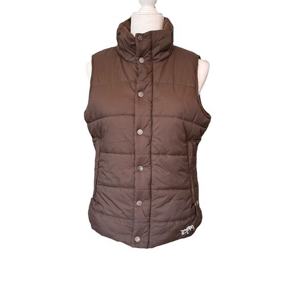 Burton Rancher Puffy Vest Brown Size MEDIUM Full Zip and Snap Front‎ - Picture 1 of 10